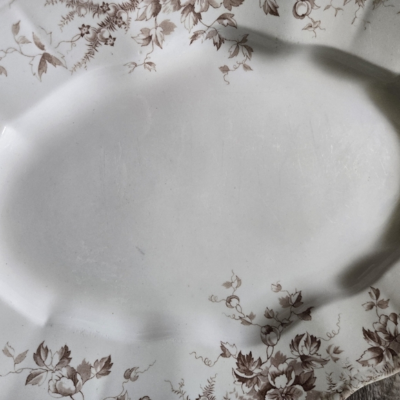 Antique Brown Transferware Serving Platter | Colonial Pottery 'Cluny' - Picture 5 of 7